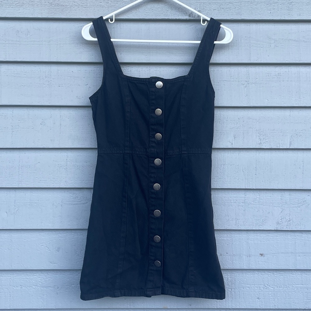 Cotton On Black Mini Denim Dress with Buttons